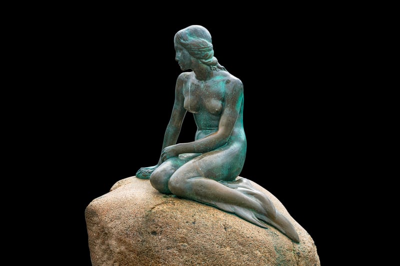 Mermaid sculpture in garden
